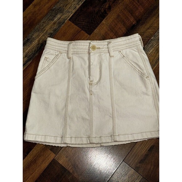 We the Free Jean Skirt Size 6 A-Line Ivory Denim Mini - Picture 1 of 4